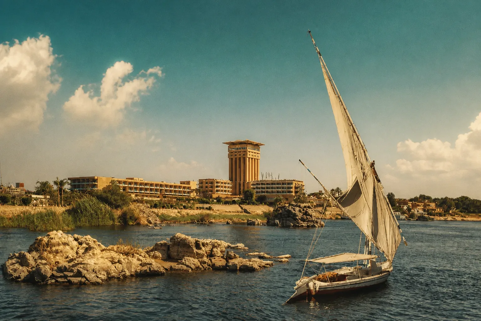 Felucca on the Nile with family aboard