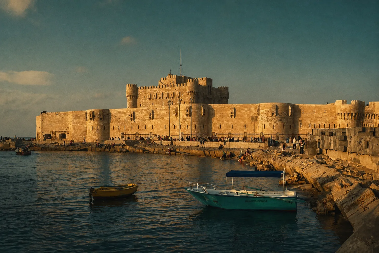 Alexandria corniche at golden hour