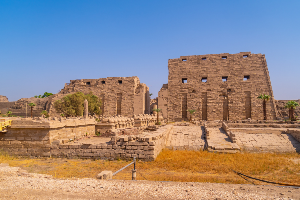 Sandstone columns of the Great Hypostyle Hall at Karnak Temple, Luxor
